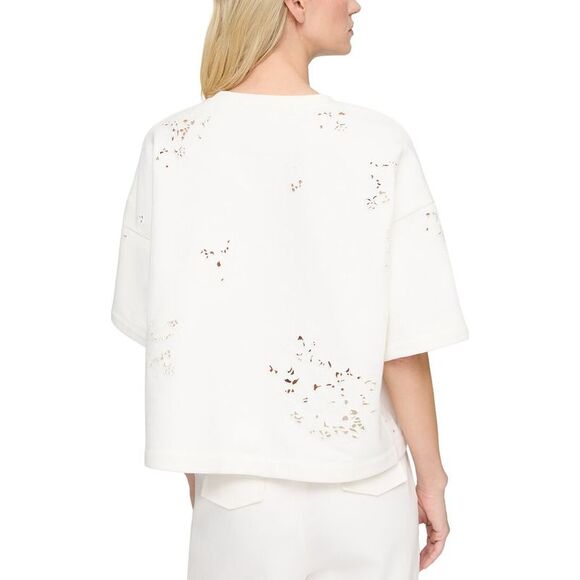 Lafayette 148 New York Womens  Eyelet Embroidery Sweatshirt - Picture 2 of 3